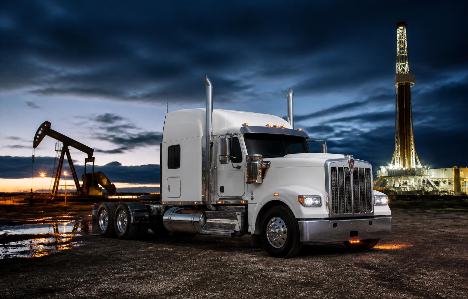 Class 8 commercial truck at an oilfield site