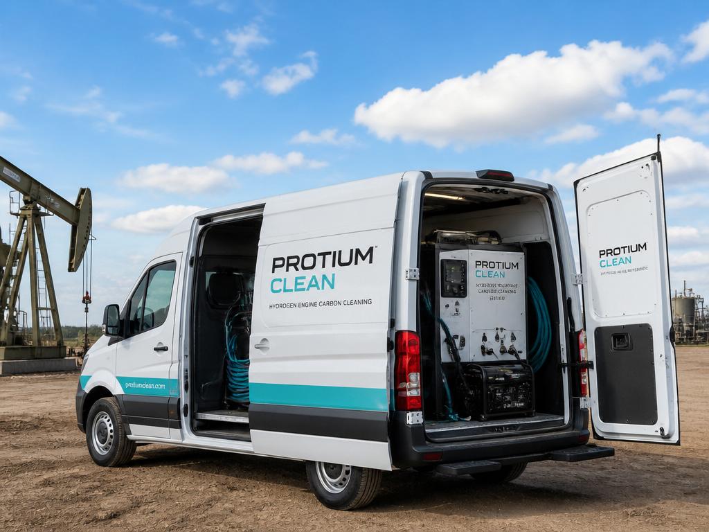 Protium Clean mobile service van with hydrogen carbon cleaning system